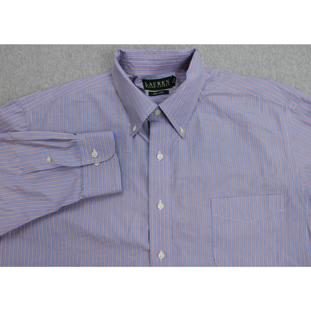 Lauren Ralph Lauren Shirt Mens 18 - 36/37 Striped Cotton Non Iron Button Down‎